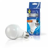 Лампа светодиодная "Ecowatt", A60, 11 (100) W, E27, 4000 K, холодный белый свет, шарик