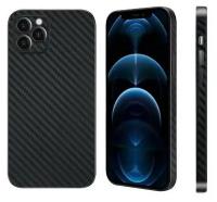 Пластиковая накладка Premium K-Doo Air Carbon Ultra slim (0,45 мм) для Apple iPhone 12 (6.1) 2 Lenses черный