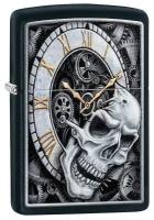 Zippo Зажигалка бензиновая Skull Clock Design Black Matte, 29854 черный 1 шт. 1 шт. 60 г