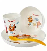 Набор посуды Roxy-Kids Три Кота Космическое путешествие (тарелка, миска, стакан и ложка)