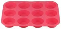 Форма для выпечки силиконовая прямоугольная на 12 кексов 33х25х3 см PERFECTO LINEA розовый (20-018719)