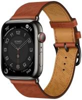 Часы Apple Watch Hermès Series 8 GPS + Cellular 45mm Silver Stainless Steel Case with Blanc Swift Leather Single Tour