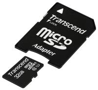 Карта памяти Transcend microSDHC 32Gb UHS-I U1 Class 10 + SD adapter (TS32GUSDU1)