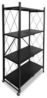 Складной металлический стеллаж / этажерка на колесиках 73х40х126.5 см, 4 яруса, черный