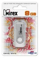 Флешка Mirex Swivel White 8 Гб usb 2.0 Flash Drive - белый + металлик