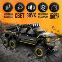 Коллекционная машинка Ford Raptor, модель с инерционным механизмом и открывающимися элементами и светозвуковым сигналом