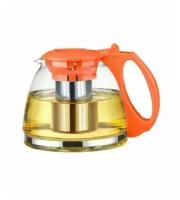 Арт. А083OR-11 Чайник "годжи" оранжевый стеклянный 1100мл с ситом, пластик. ручка + крышка
