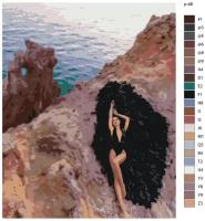 Картина по номерам, 40 x 50, IIIR-p-48, море, красивая девушка, скалы, "Живопись по номерам", набор для раскрашивания, раскраска