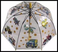 Зонт - трость прозрачный/ Детский зонтик от дождя GALAXY, полуавтомат, складной, арт. С-538, жёлтый