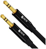 GCR Кабель 2.0m аудио jack 3.5mm/jack 3.5mm черный, GOLD, AL case черный, M/M