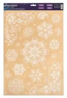 Дарите Счастье Наклейка для окон «Узорные снежинки», многоразовые, 33 × 50 см