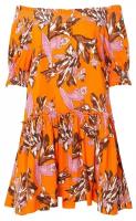 платье -мини с открытыми плечами P.A.R.O.S.H. CECCO722467 xs оранжевый+коричневый