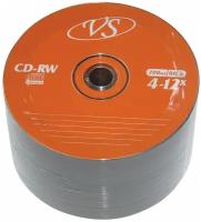 Диски CD-RW VS 700 Mb 4-12x Bulk (термоусадка без шпиля), комплект 50 шт, VSCDRWB5001 В наборе: 1компл