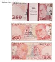 Пачка купюр 200 турецких лир