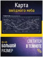 Карта звездного неба школьная светящаяся / Плакат на стену для детей / Постер в школу