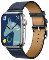 Часы Apple Watch Hermès Series 8 GPS + Cellular 45mm Silver Stainless Steel Case with Navy Swift Leather Single Tour