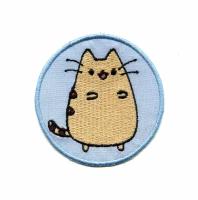 Нашивка на одежду детская термоаппликация Кот Пушин / Pusheen, размер 6.2*6.2 см