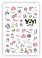 I am WOW Слайдер для ногтей водные наклейки маникюра декор на ногти для дизайна. 8 марта, силуэты женщины, розовые цветы, надписи