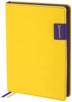 Ежедневник BRAUBERG Aim недатированный на 2024 год, бумвинил, А5, 136 листов, желтый/фиолетовый