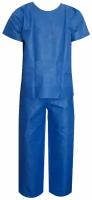 Костюм хирургический синий (рубашка и брюки) 52-54 р., спанбонд 42 г/м2, гекса