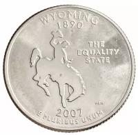 Памятная монета 25 центов (квотер, 1/4 доллара). Штаты и территории. Вайоминг. США, 2007 г. в. Монета в состоянии UNC (без обращения)