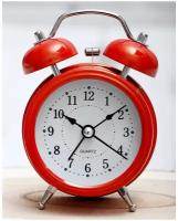 Часы будильник настольные D-7 см красный цвет / подарок мужчине на 23 февраля, женщине на 8 марта, ребенку, мальчику, сыну, девочке, дочке