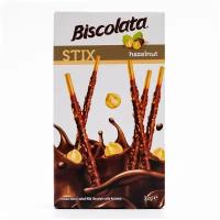 Бисквитные палочки Biscolata Stix Hazelnut покрытые молочным шоколадом с лесным орехом, 32 г 6930331