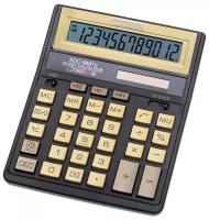 Калькулятор настольный Citizen SDC-888TIIGE, 12 разрядный, двойное питание, черный/золотой