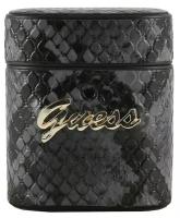 Чехол Guess Python PU Leather Case Metal Logo для AirPods чёрно-серый