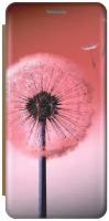 Чехол-книжка на Apple iPhone Xs / X / Эпл Айфон Икс / Икс Эс с рисунком "Розовый одуванчик" золотой