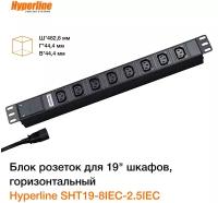 Сетевой фильтр Hyperline SHT19-8IEC-2.5IEC