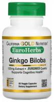 California Gold Nutrition Ginkgo Biloba Extract EuroHerbs (Гинко Билоба)120 мг 60 вег. капсул