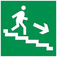 Знаки П/Б Направление к эвакуационному выходу по лестнице вниз (Правосторонний) (200х200)