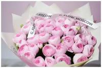 Букет Ранункулюсы розовые 51 шт, красивый букет цветов, шикарный, премиум цветы ранункулюс