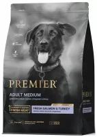 Корм сухой для собак средних пород Premier Dog Salmon&Turkey ADULT Medium Свежее филе лосося с индейкой 10 кг