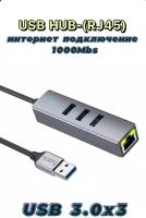 Внешняя сетевая карта USB HUB 3.0 плюс RJ45 с подключением к локальной сети интернет USB