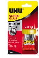 Клей секундный универсальный UHU Super Glue, 3шт*1гр