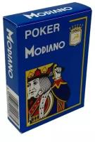 Карты "Modiano Poker" 100% plastic 4 jumbo index blue