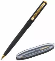 Ручка шариковая подарочная мужчине и женщине Brauberg Maestro, Синяя, корпус черный с золотистым, линия письма 0,5 мм, 143470