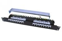 Патч-панель 19" Hyperline, 1U, 16 портов RJ-45 полн. экран., категория 5e, Dual IDC, ROHS, цвет черный