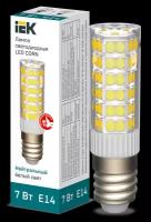 Светодиодная лампа Iek Corn 7Вт капсульная 4000К нейтр. бел. E14 230В керамика LLE-Corn-7-230-40-E14