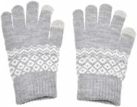 Перчатки Gsmin Touch Gloves для сенсорных (емкостных) экранов "Зимний мотив" (Серый)