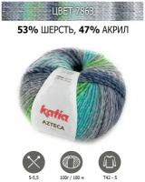 Пряжа для рукоделия Katia Azteca 53% шерсть 47% акрил, для вязания крючком и спицами