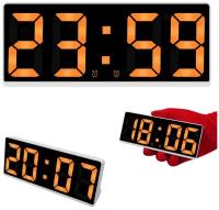 Часы электронные цифровые настольные с будильником, термометром и календарем (прмт-103273) оранжевая подсветка (белый корпус)