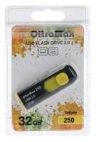 Флешка OltraMax 250, 32 Гб, USB2.0, чт до 15 Мб/с, зап до 8 Мб/с, желтая