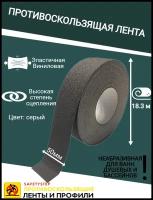 Противоскользящая лента Anti Slip Tape, неабразивная, полимерная, размер 50мм х 18.3м, цвет серый, SAFETYSTEP