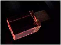 Флешка из темного дерева с кристаллом под гравировку 3D логотипа (64 Гб / GB USB 2.0 Красный/Red cristal_Wood-01. R apexto UL-5013 стеклянный)
