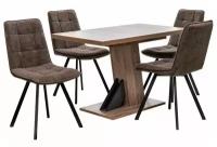Набор мебели для кухни Leset Луссо + Норман, цвет Дуб сакраменто/Антрацит, металл Черный, ткань Кофейный (Стол + 4 стула)