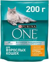 Сухой корм Purinа one для взрослых кошек, курица/злаки, 200 г 7074051