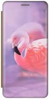 Чехол-книжка на Apple iPhone 6s / 6 / Эпл Айфон 6 / 6с с рисунком "Розовый фламинго" золотой